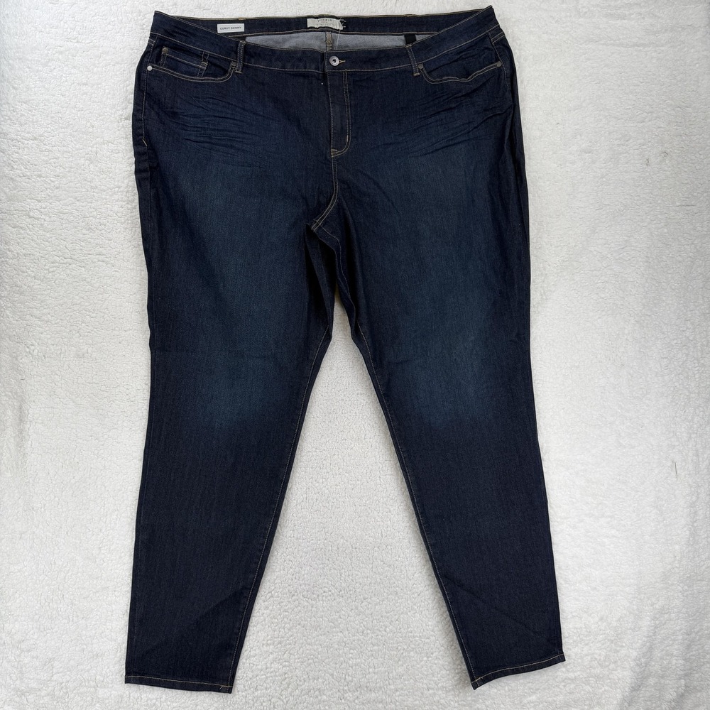 Torrid Curvy Skinny Jeans Womens 30 Plus Blue Dark Wash Extra Tall Stretch Denim
